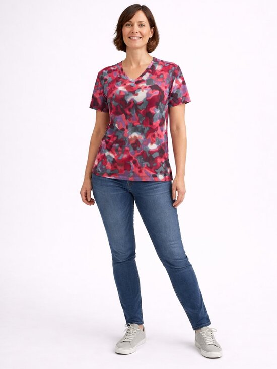 Reel Legends Tops - Reel Legends Freeline Top L Multicolor V Neck Active Casual Tee